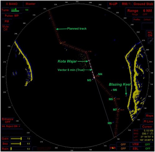 Figure 4: Kota Wajar’s x-band radar’s main display at 0400 on 6 July 2014